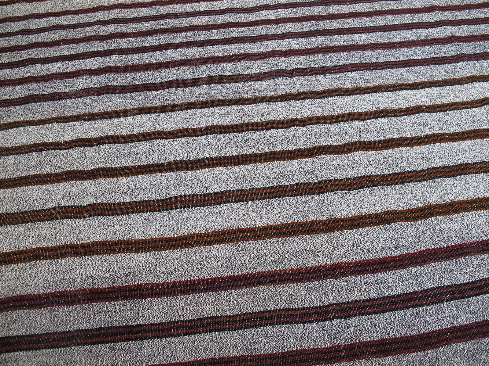 Hand-Woven Large Striped Kilim