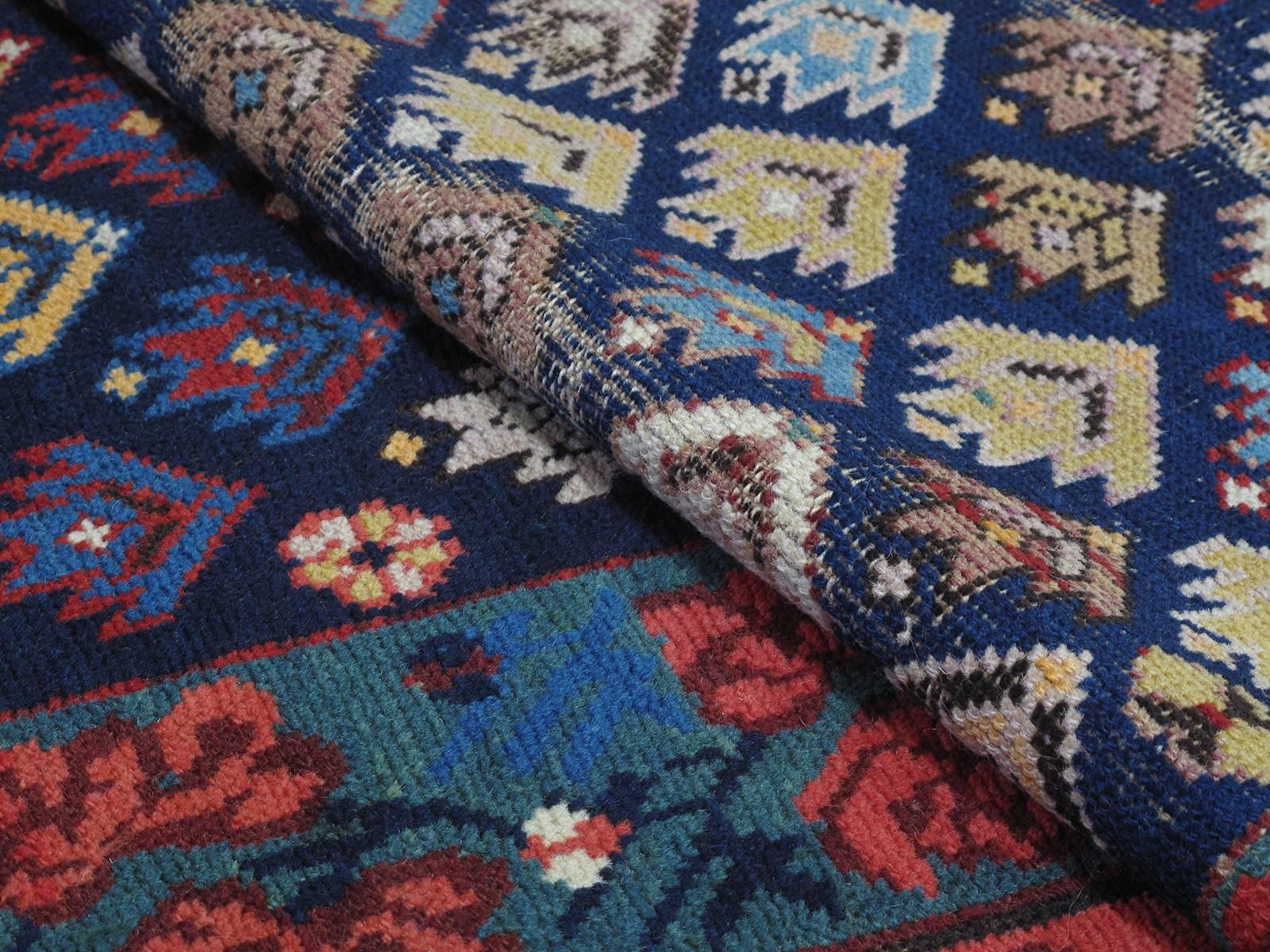 Wool Antique Kuba Long Rug with Gentle Wear