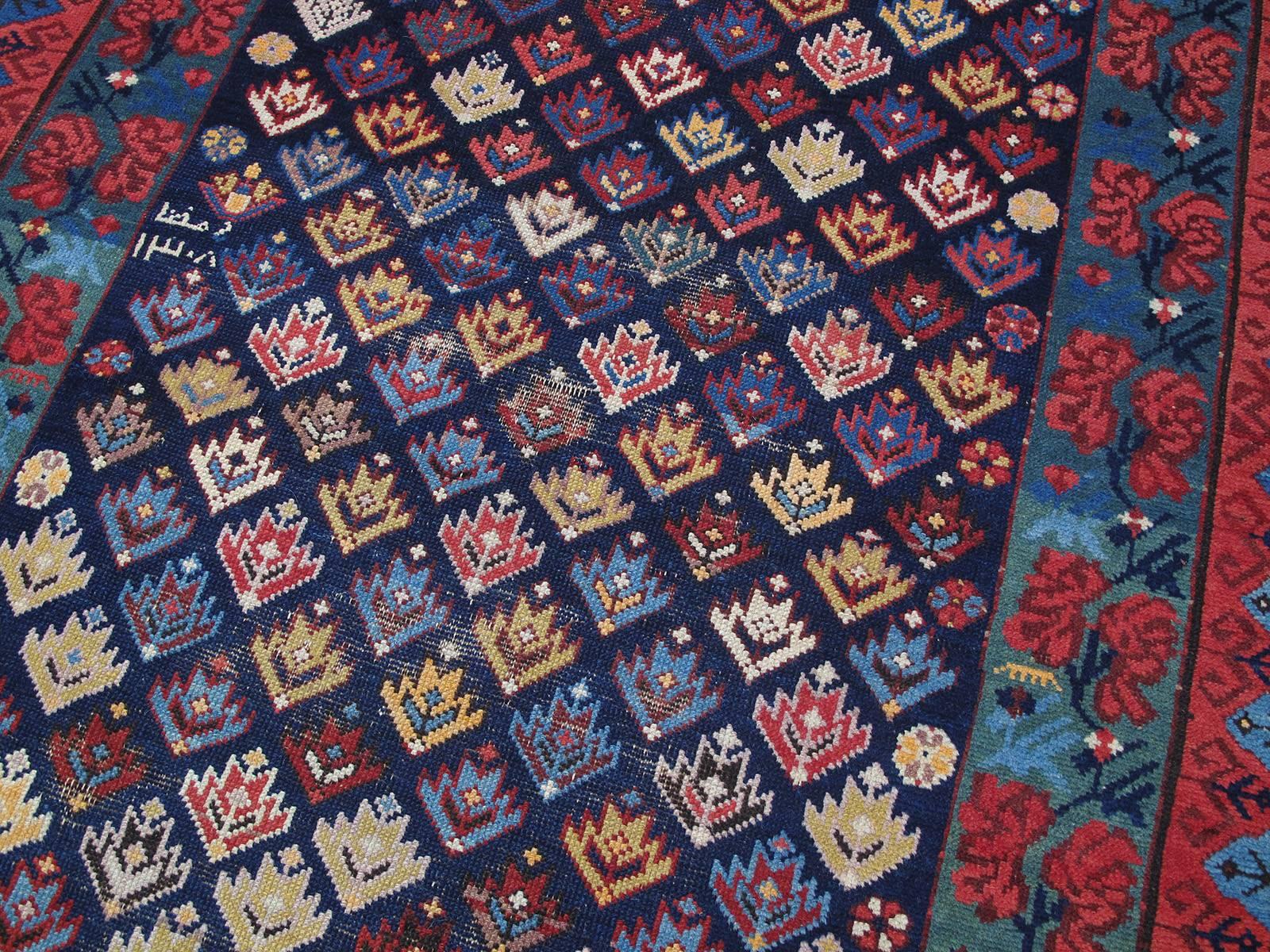 Tribal Antique Kuba Long Rug with Gentle Wear