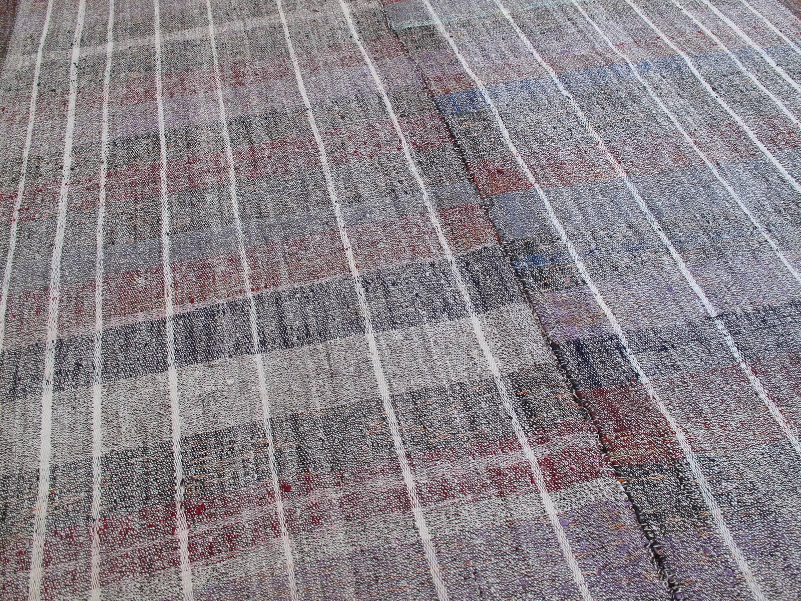 Hand-Woven Cotton and Goat Hair Kilim with Subtle Color