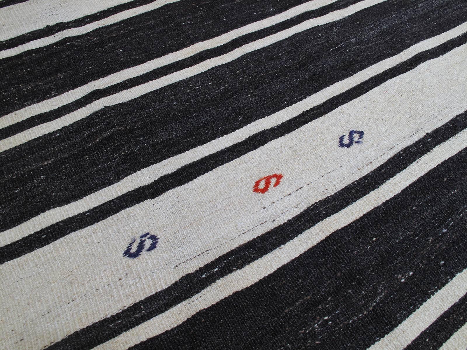 Banded Karapinar Kilim, Wide Runner In Good Condition In New York, NY