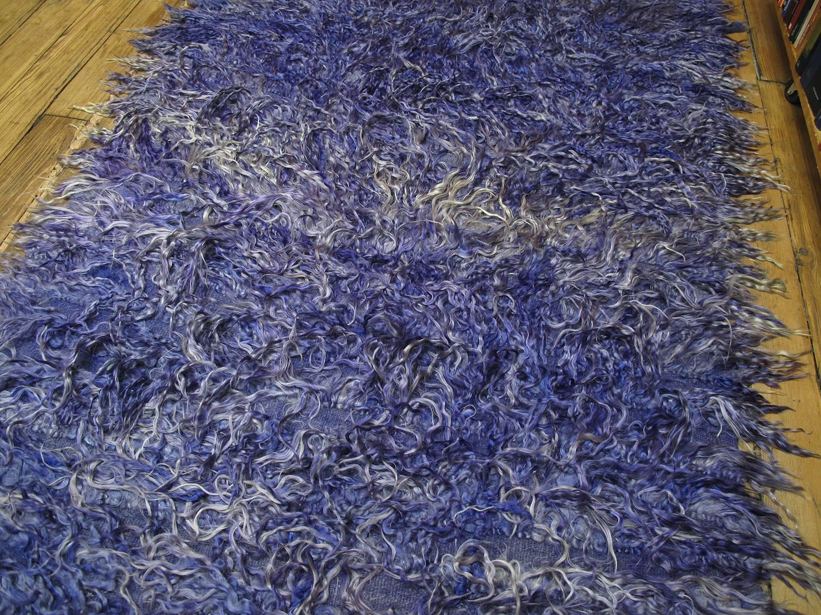 Turkish Angora Tulu Rug in Violet-Blue
