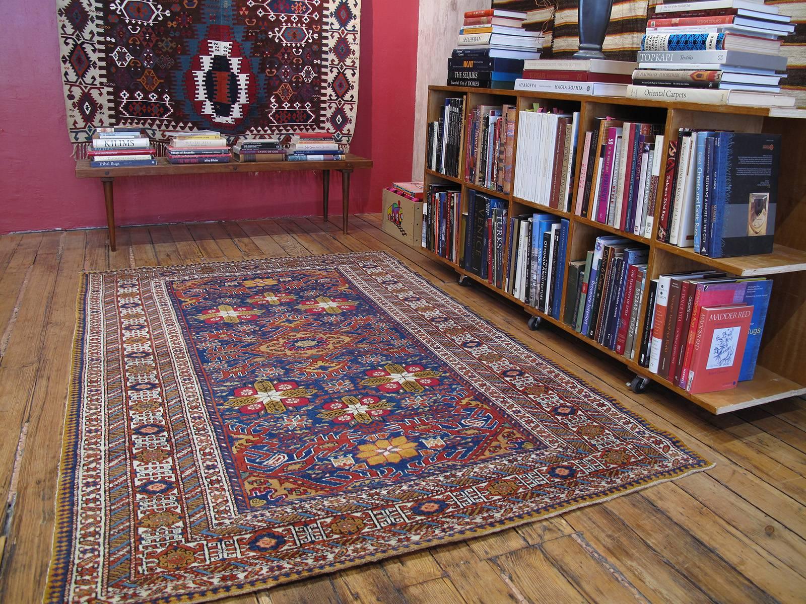 Daghestan or Shirvan rug. A beautiful old rug from the Eastern Caucasus (Azerbaijan), in a style attributed to the Shirvan region or possibly further north in Daghestan. Finely woven rug with excellent quality wool, with a unique composition in the