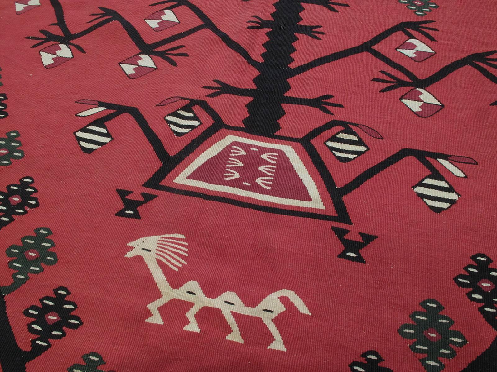 Mid-20th Century Large Sharkoy Kilim Rug For Sale