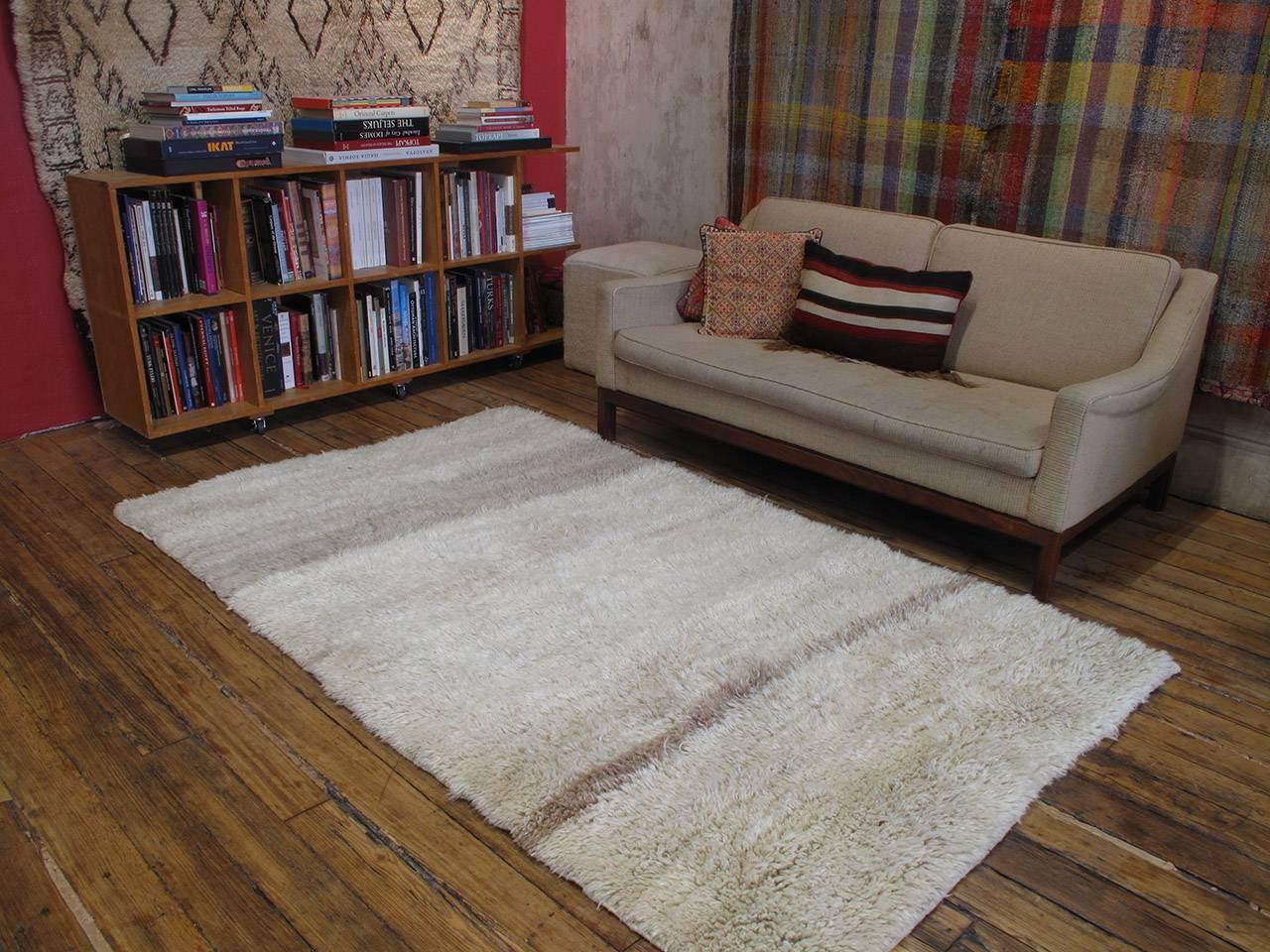 A simple, shaggy tribal rug from Central Turkey, intended to be used as a 