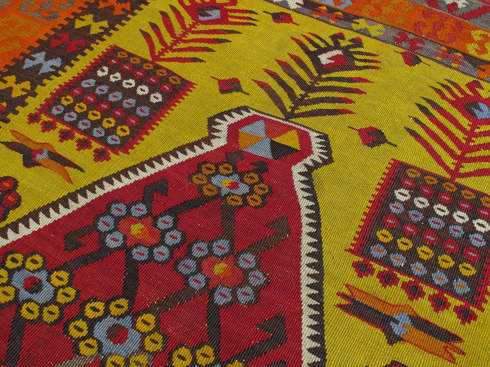 Hand-Woven Central Anatolian Kilim Rug