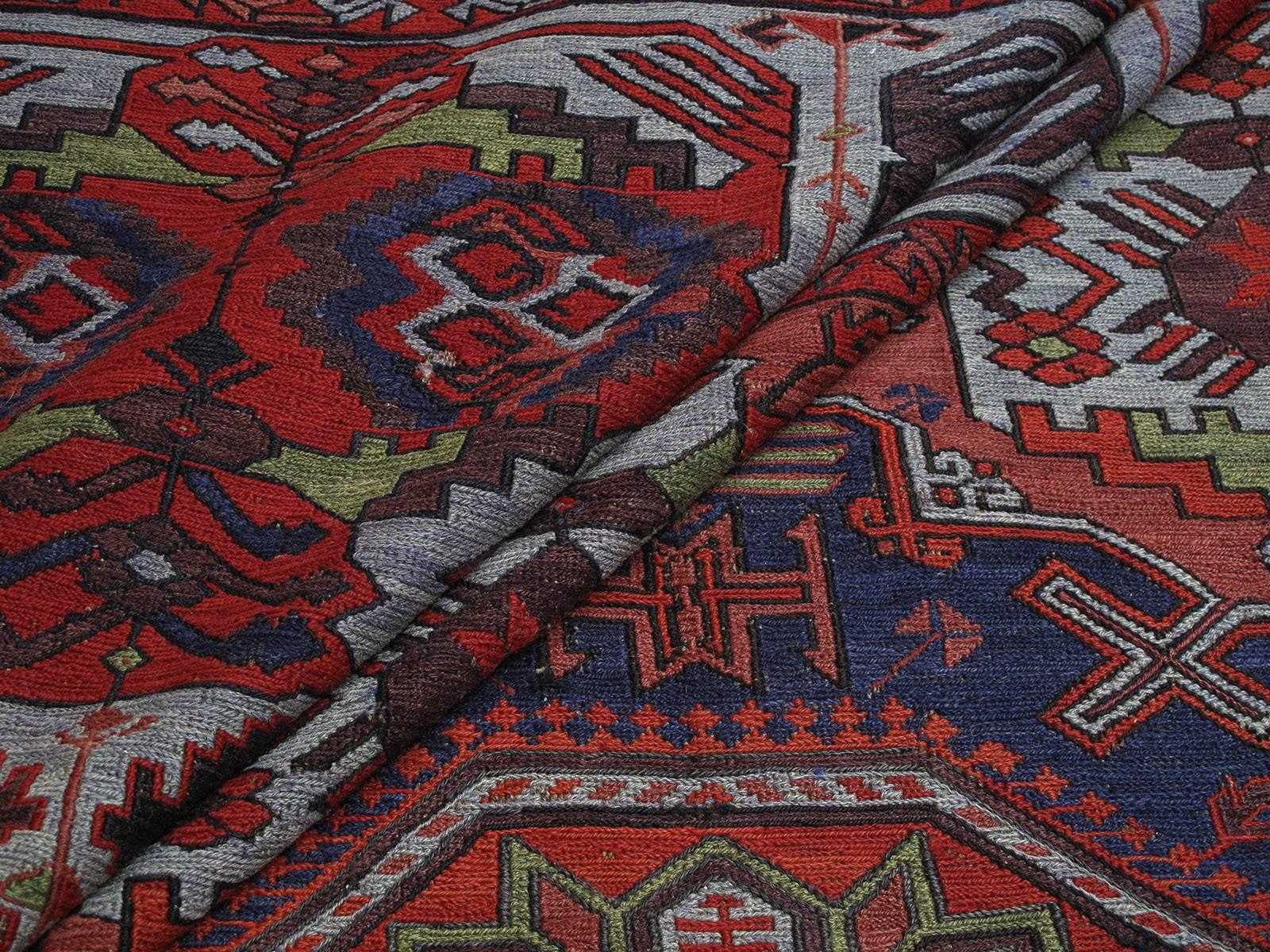 Wool Large Caucasian Sumak Carpet