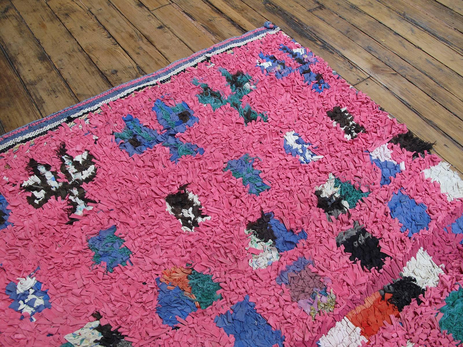 Pink Checkers Boucherouite Rug 1