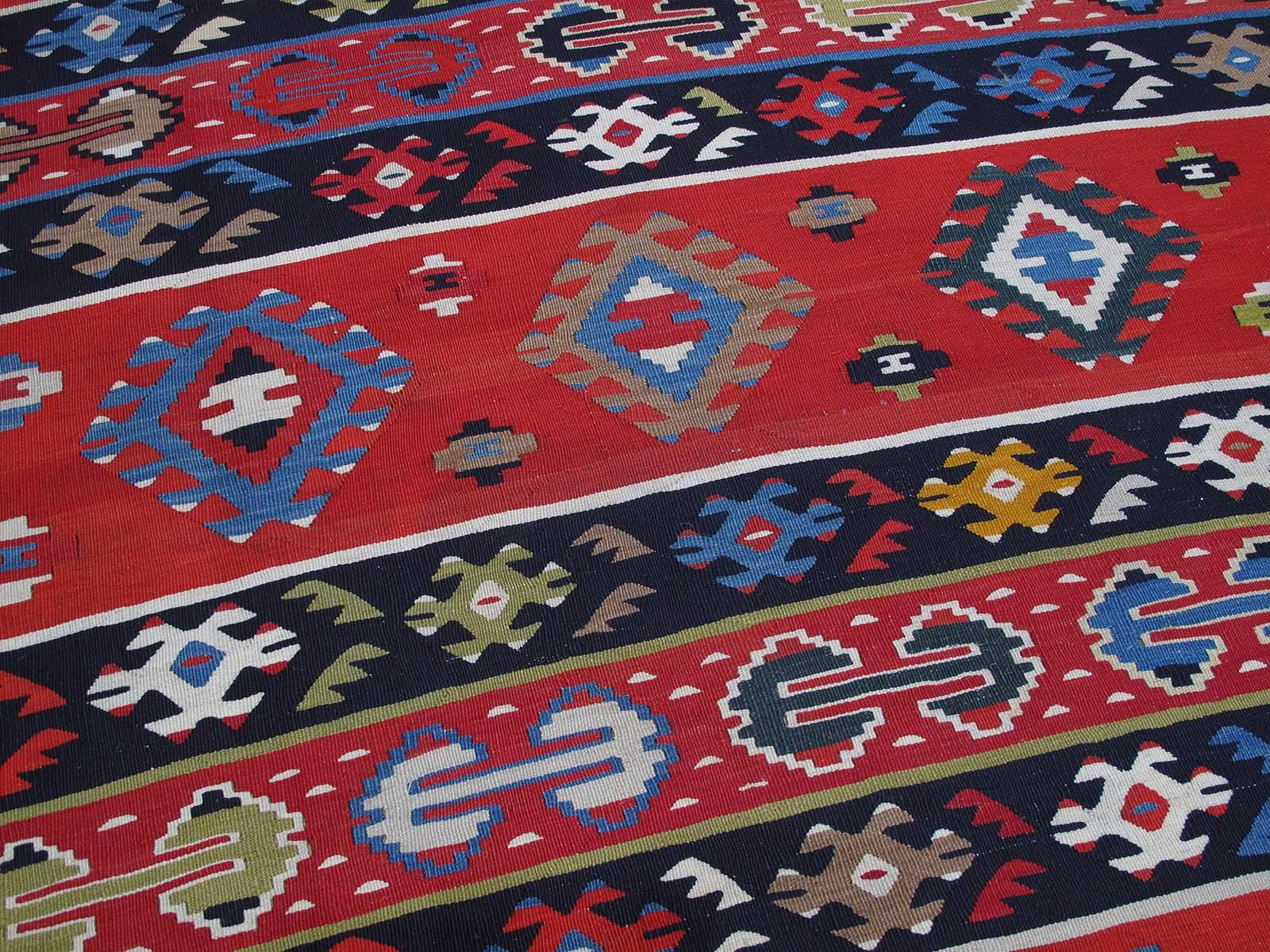 Large Balkan Kilim In Good Condition In New York, NY