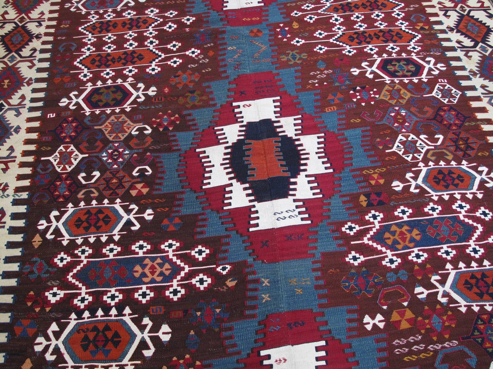 Turkish Antique Central Anatolian Kilim Rug For Sale