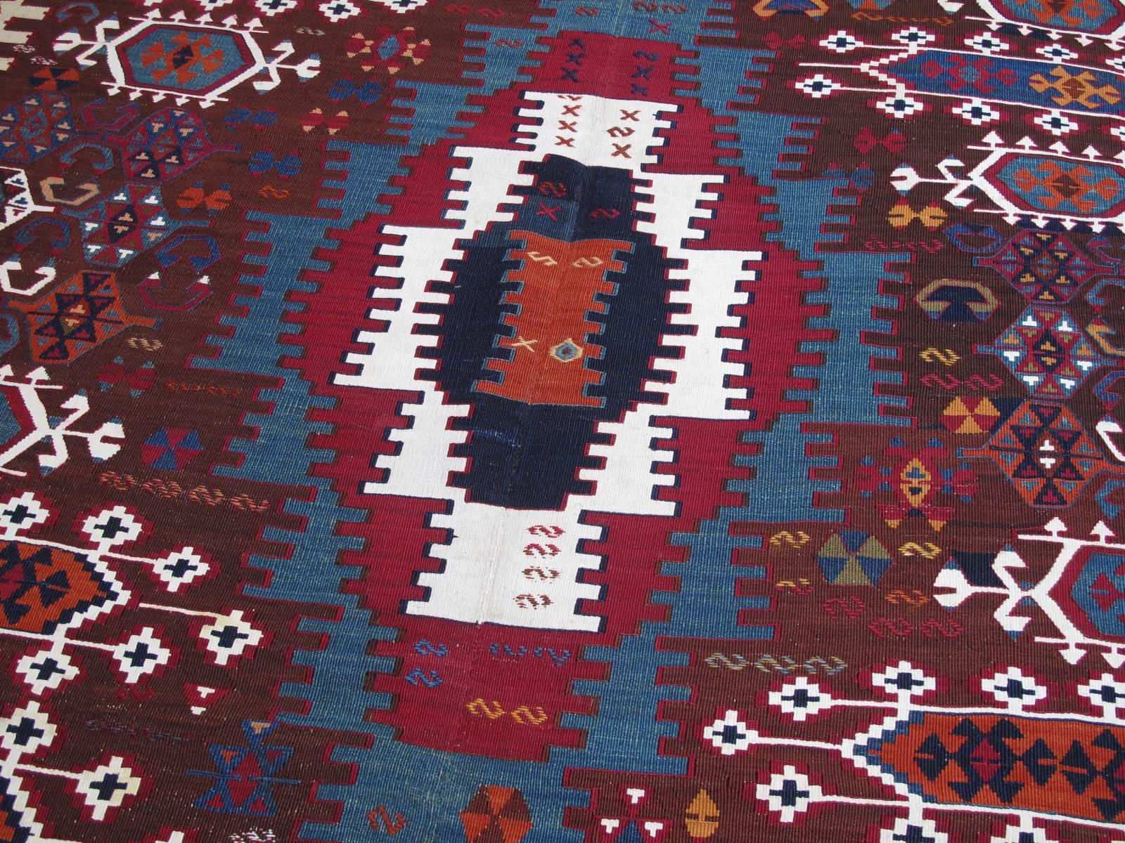 Hand-Woven Antique Central Anatolian Kilim Rug For Sale