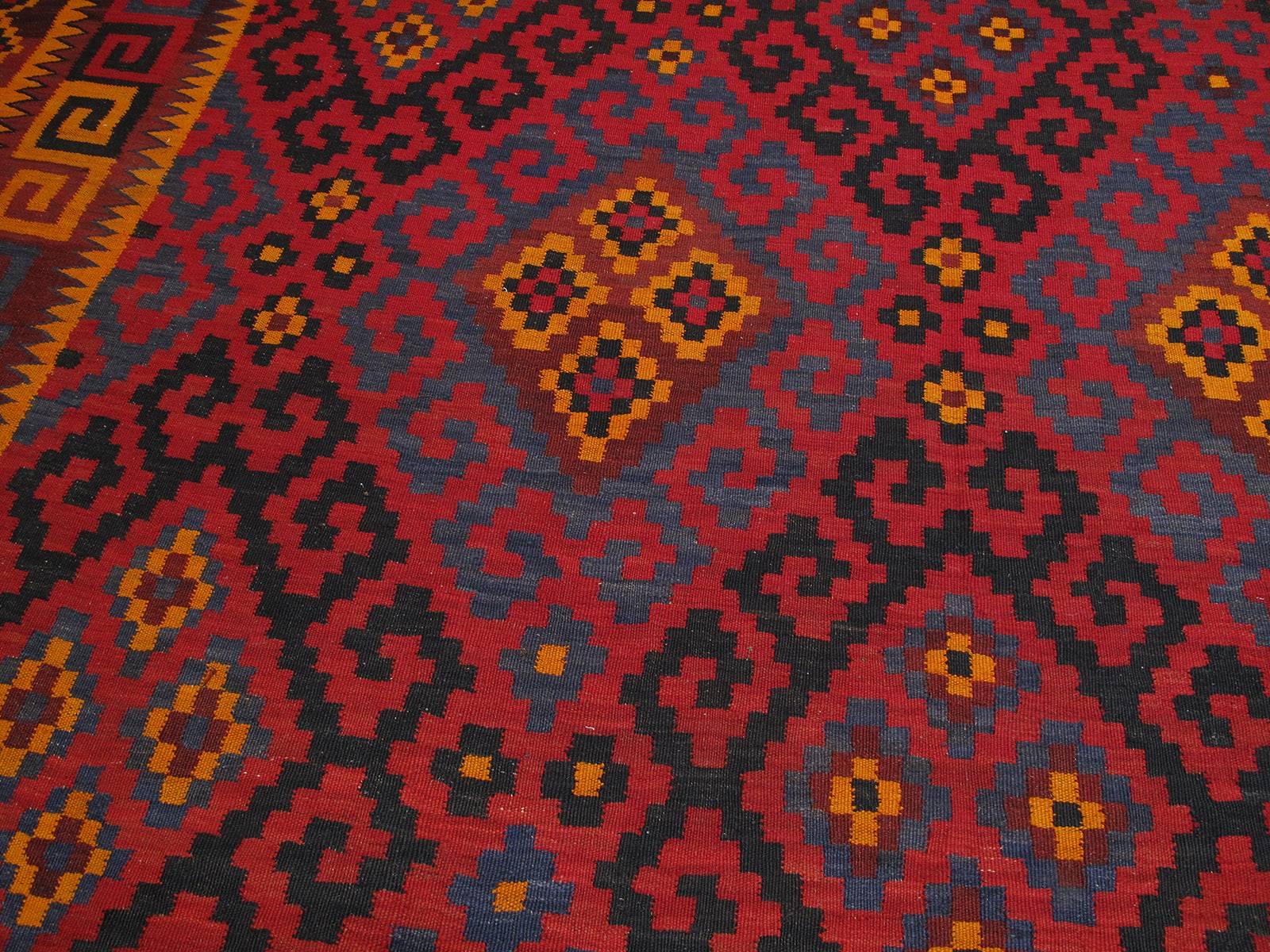 Large Uzbek Afghan Kilim 'DK-101-61' In Good Condition For Sale In New York, NY