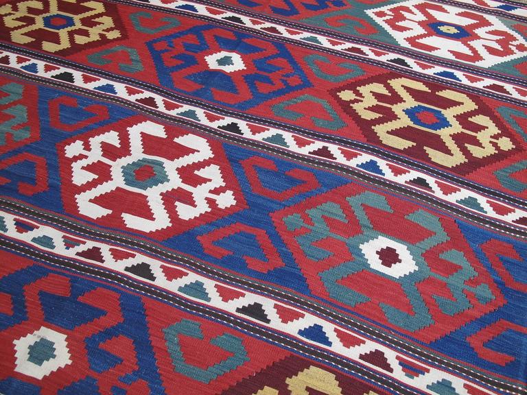 "Primary Colors," Antique Kazak Kilim Rug at 1stDibs