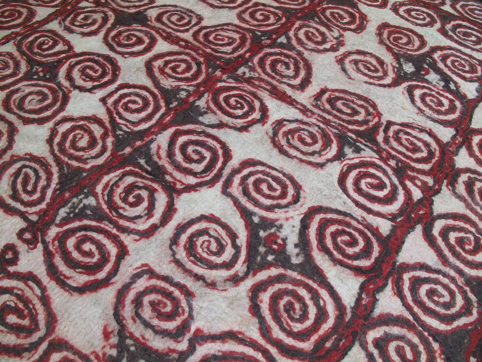 Tribal Central Asian Felt Carpet For Sale