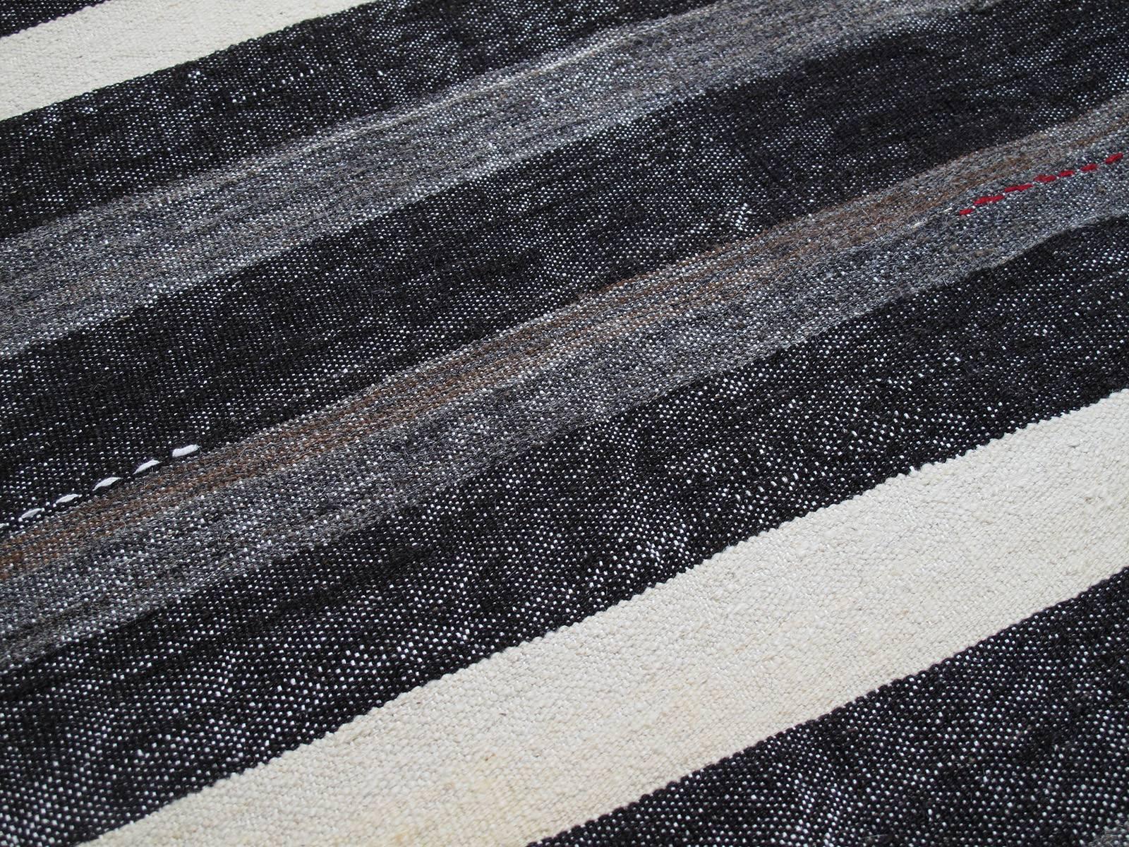 Banded Goat Hair Kilim In Good Condition In New York, NY