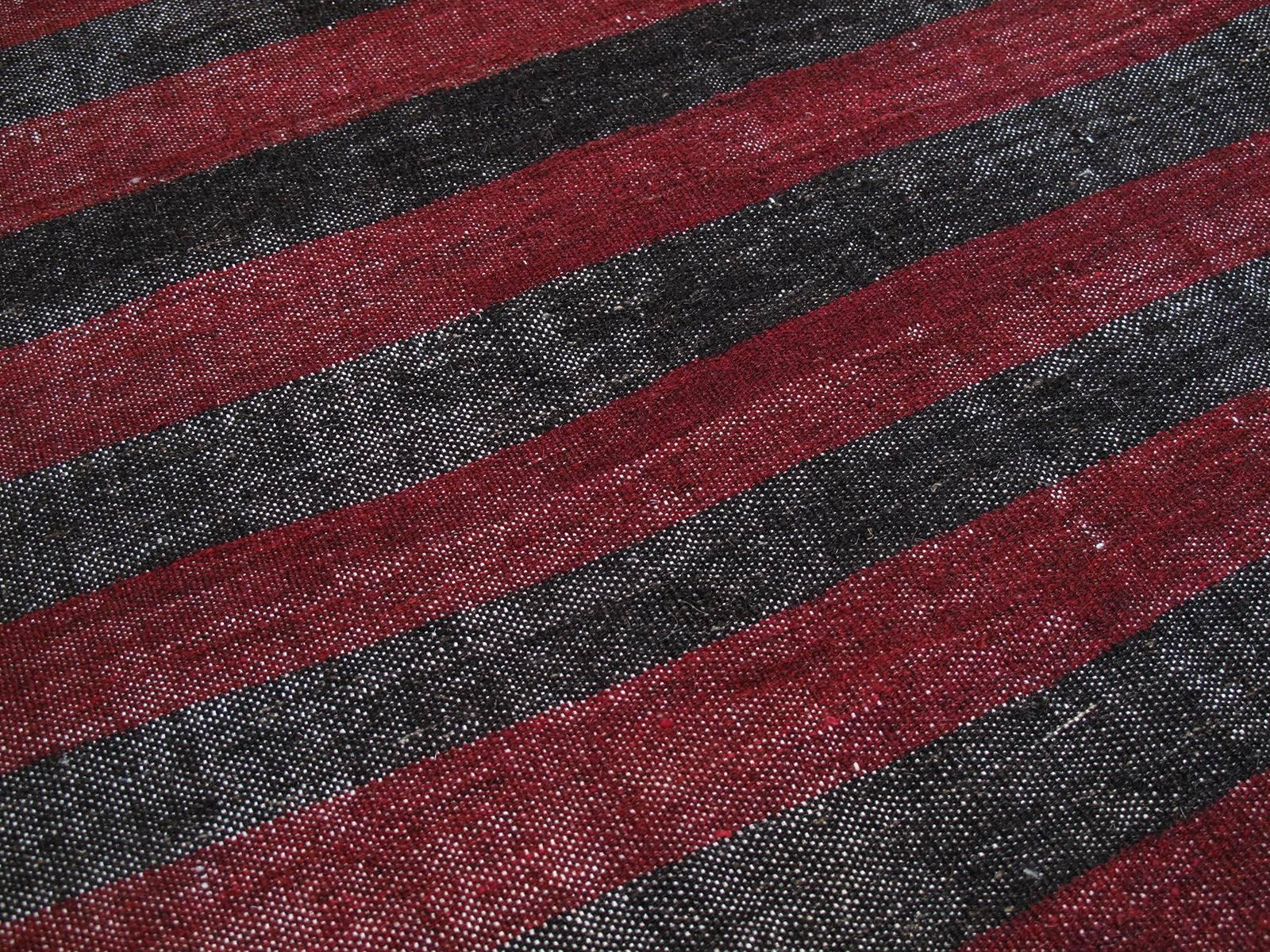 Banded Goat Hair Kilim Rug In Good Condition In New York, NY