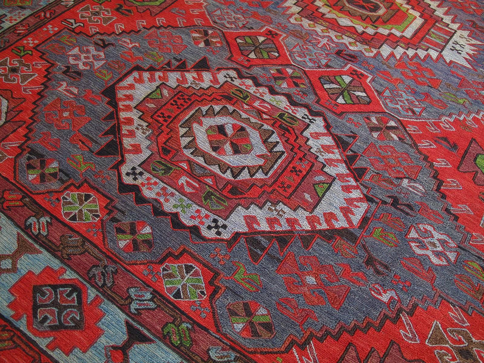 Hand-Woven Caucasian Sumak Carpet