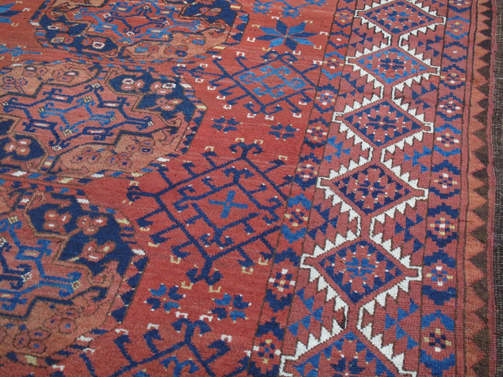 Hand-Knotted Antique Turkmen Main Carpet