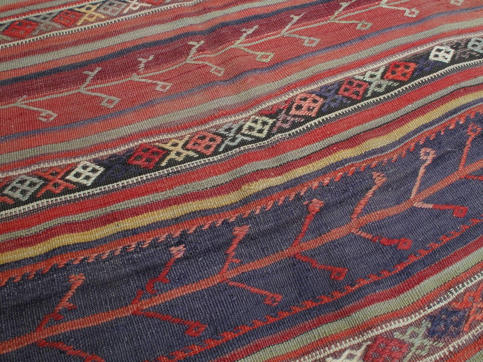 Tessuto a mano Runner largo Kilim a bande 
