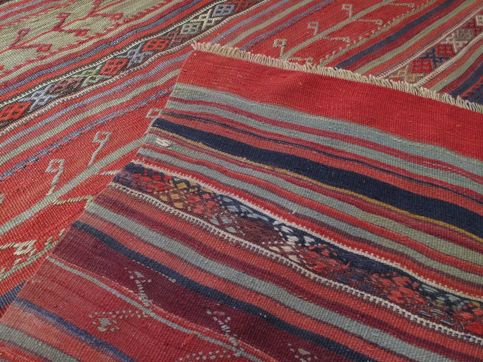 Banded Kilim Wide Runner 'DK-98-82' For Sale 1