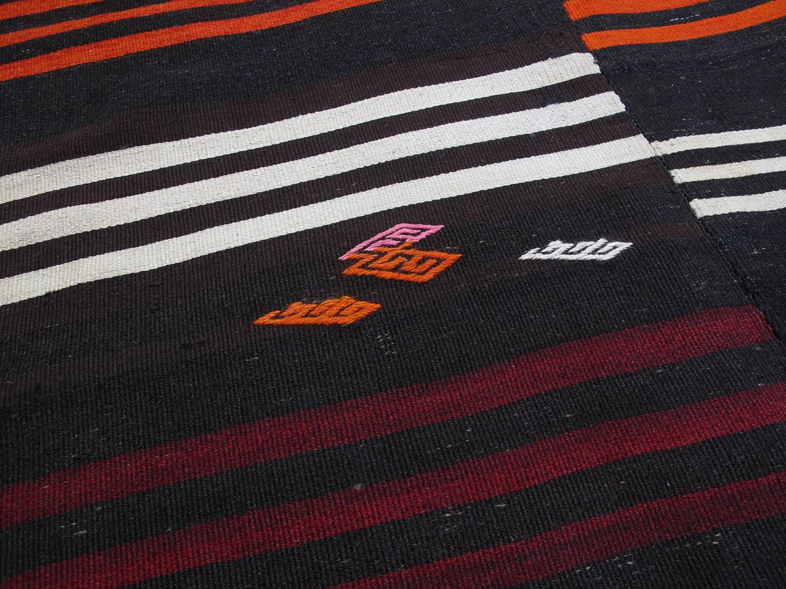 Striped Goat Hair Kilim Rug In Good Condition In New York, NY