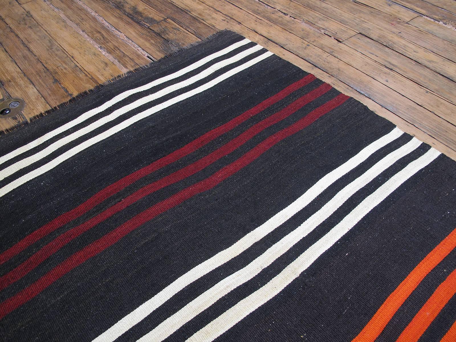 Striped Goat Hair Kilim Rug 2