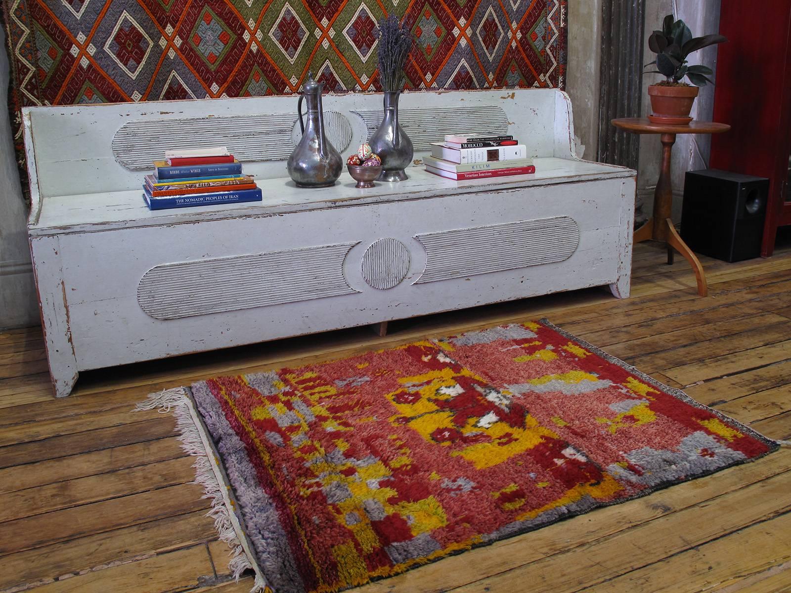 A very charming small Turkish rug, in the shaggy 