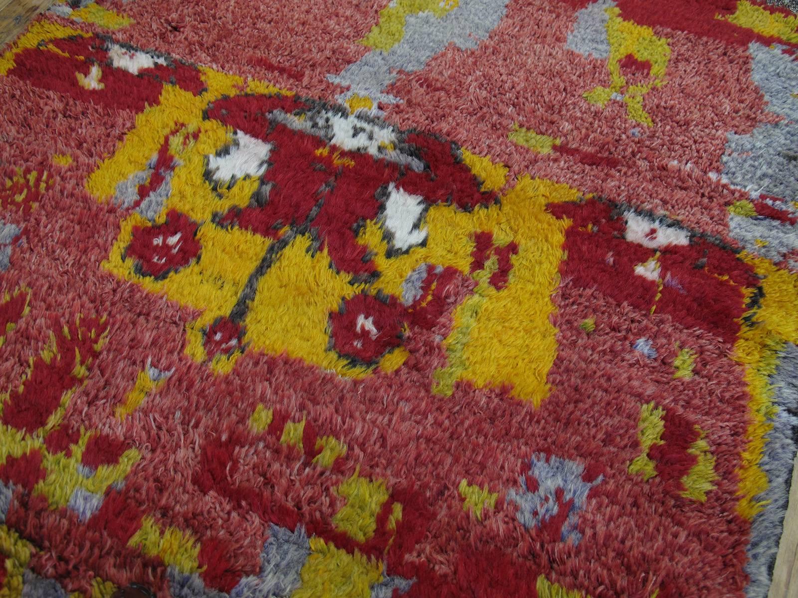 Hand-Knotted Small Tulu Rug with Abstract Design