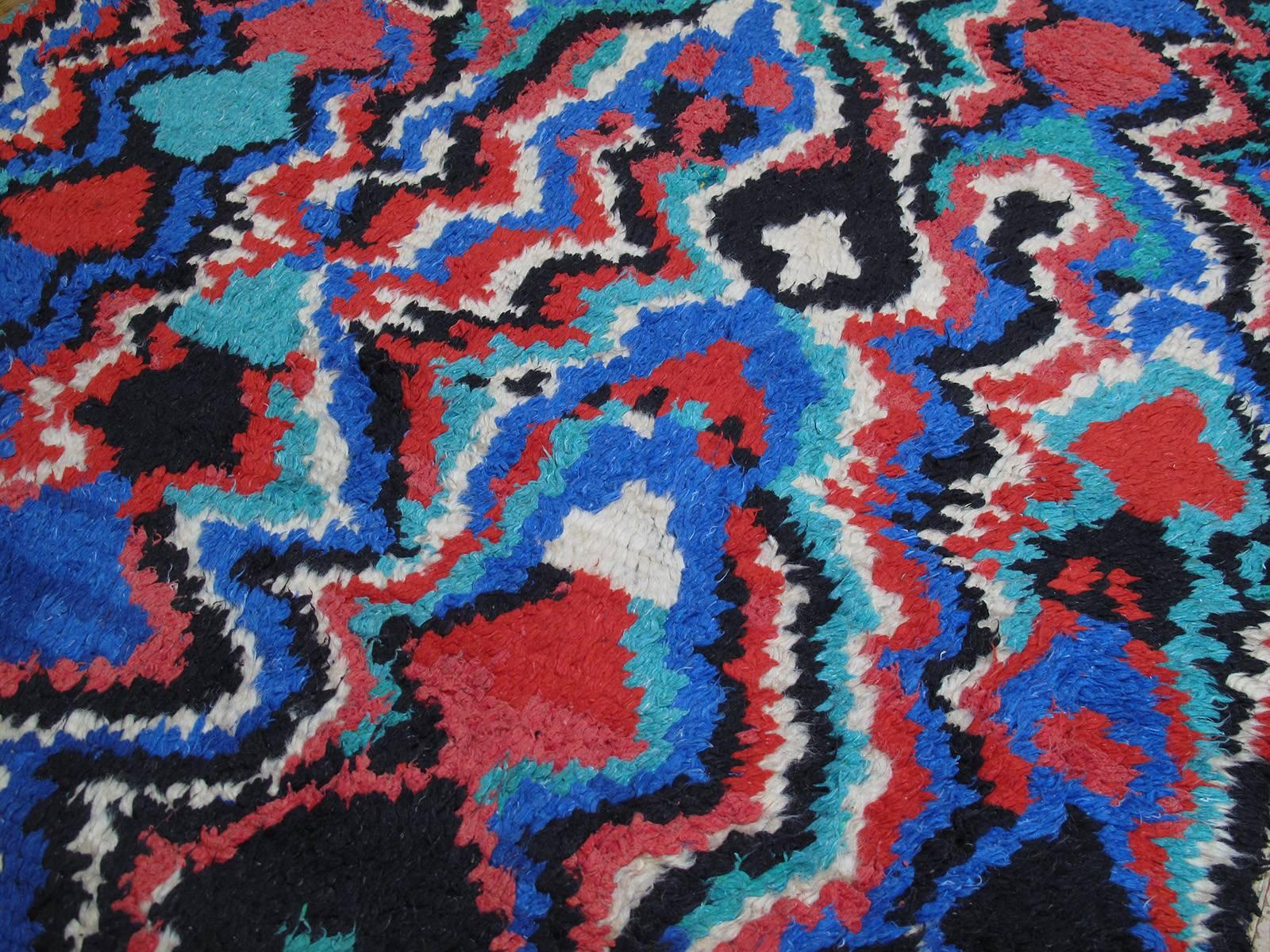 Hand-Knotted Psychedelic Azilal Berber Moroccan Rug For Sale