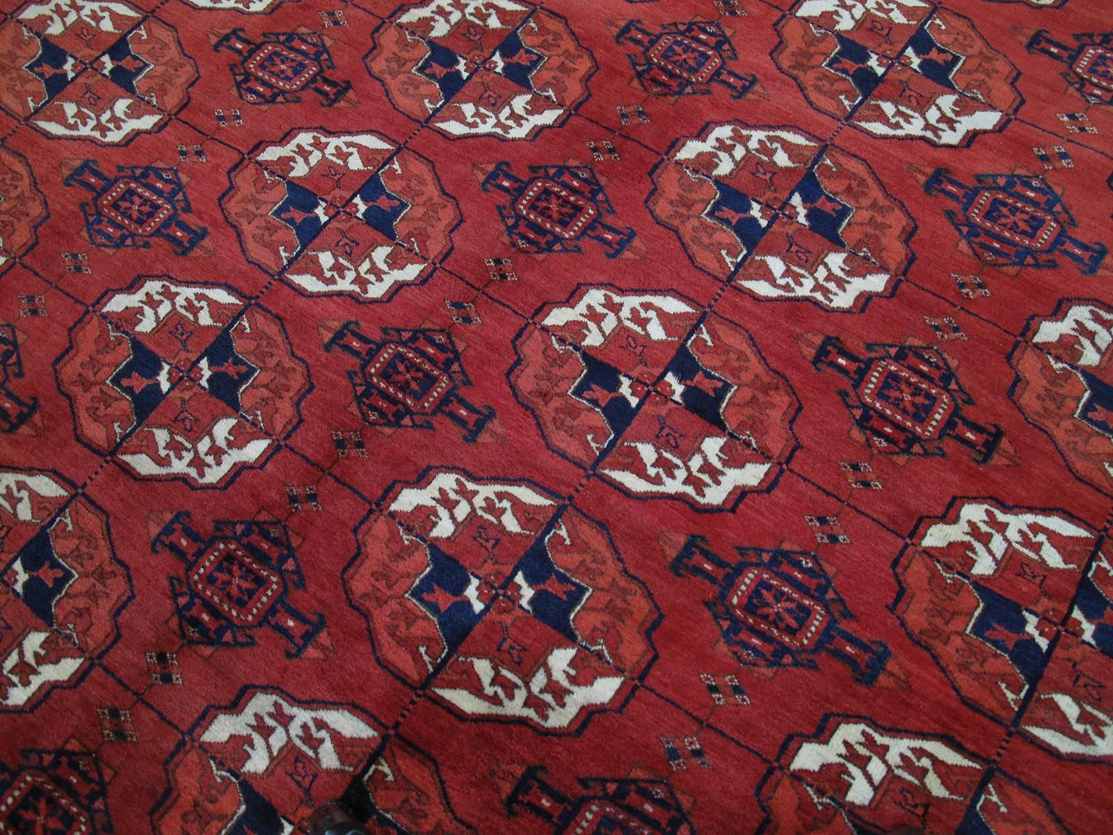 Hand-Knotted Antique Turkmen Main Carpet For Sale
