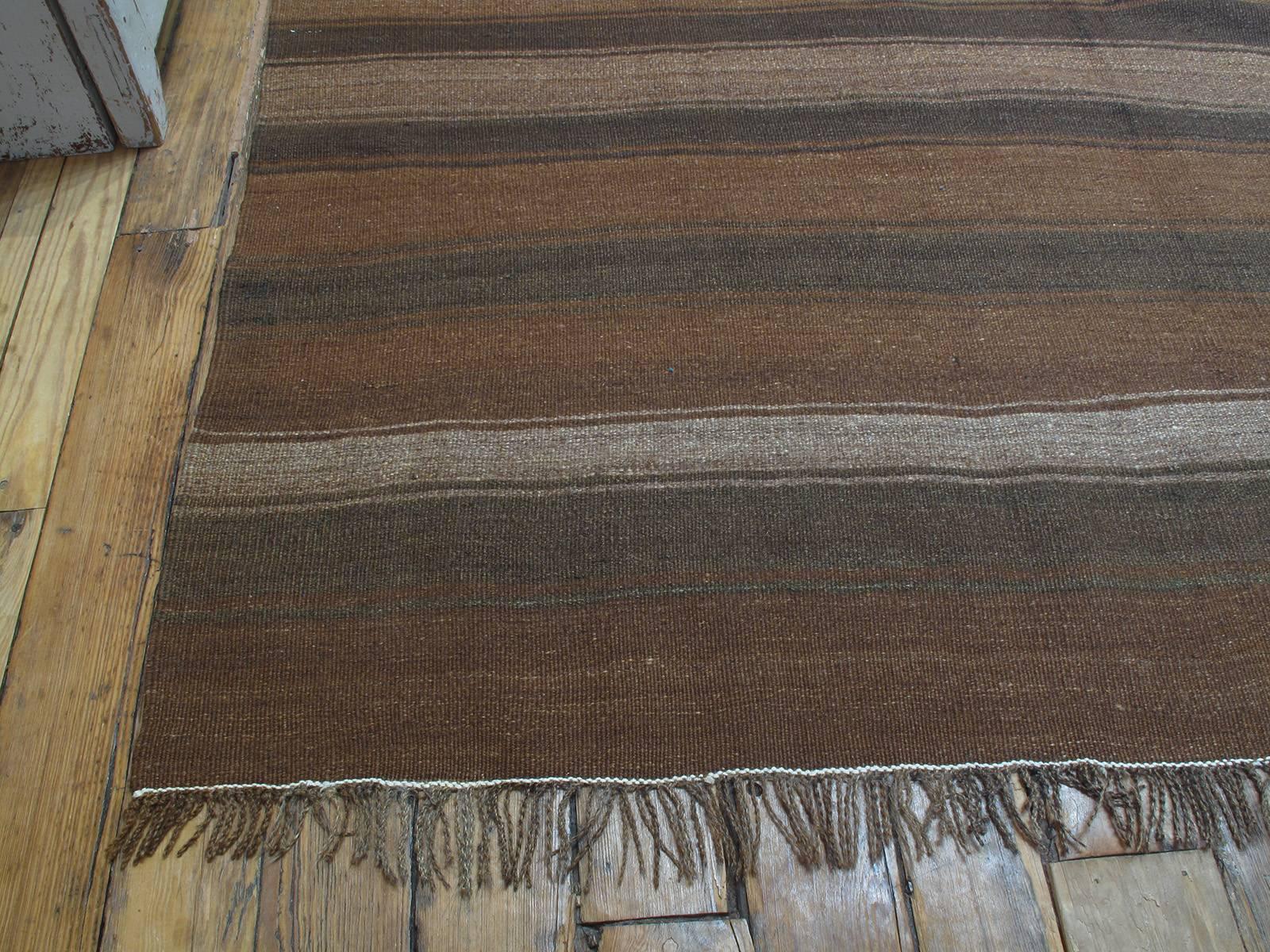 Kilim Rug with Wavy Bands 1