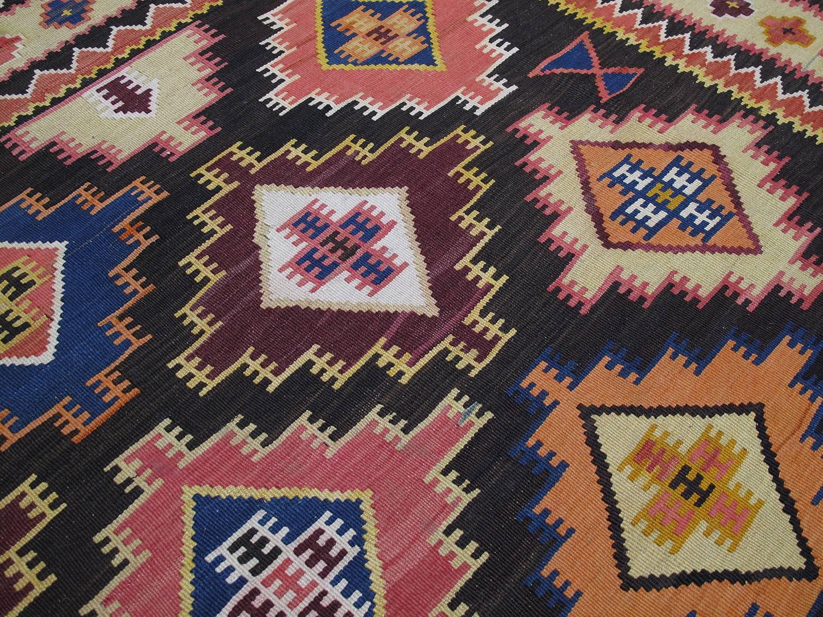 Hand-Woven Large Azeri Kilim Rug