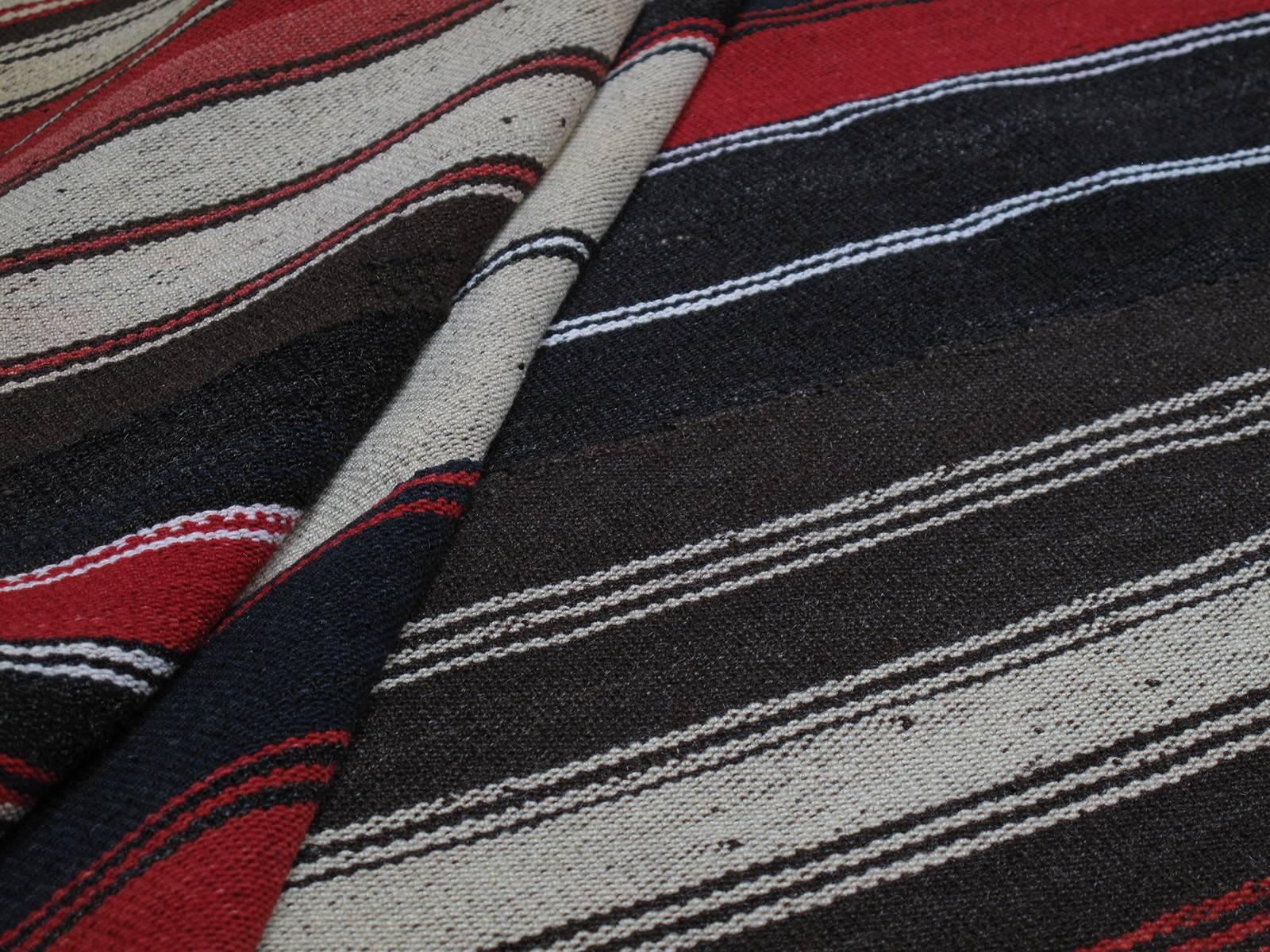 20th Century Large Kilim Rug with Vertical Stripes For Sale