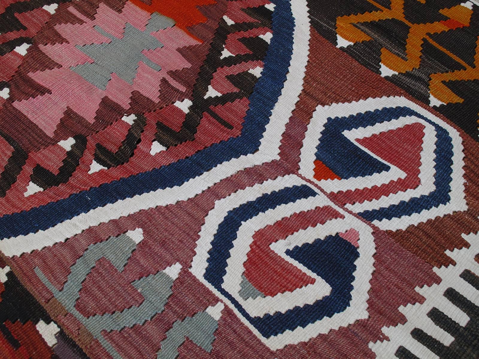 Small and Striking Konya Kilim In Good Condition In New York, NY