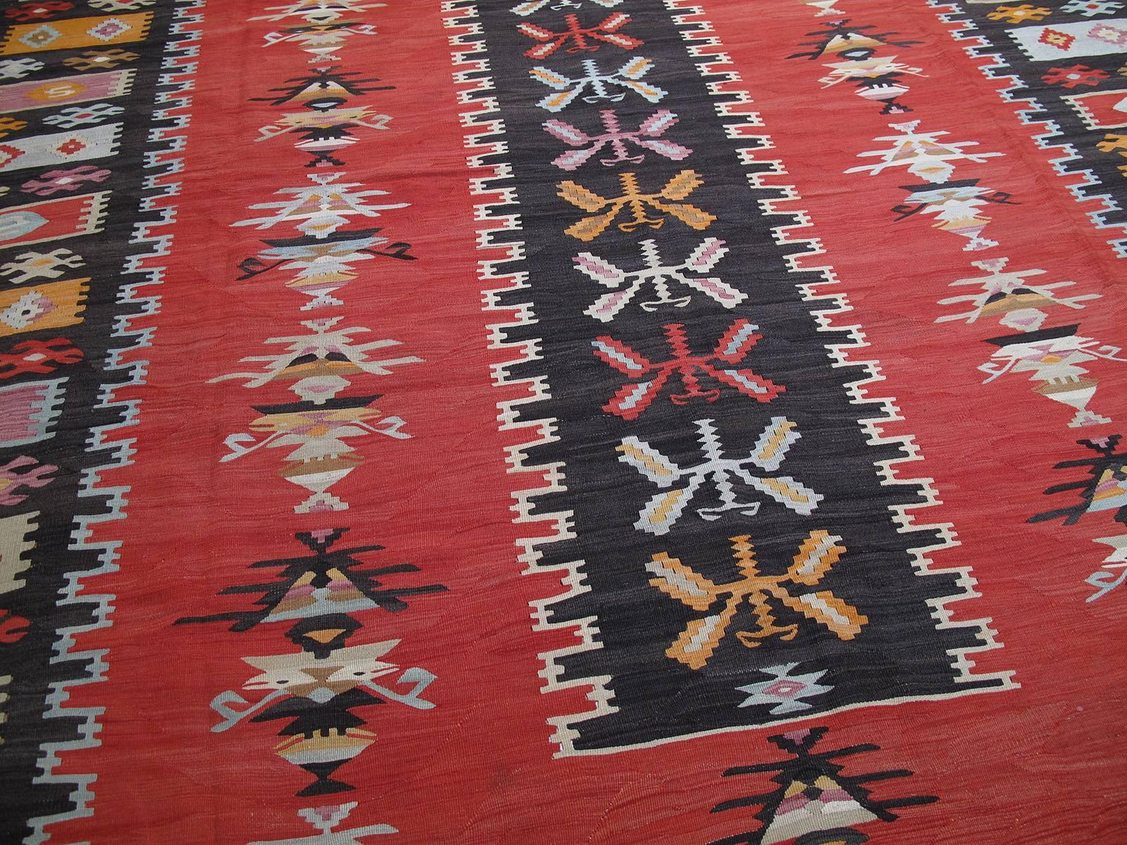 Serbian Unusual Balkan Kilim Rug