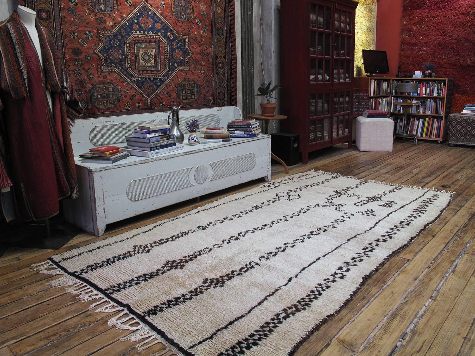 Exceptional Azilal Berber Moroccan rug. An old Moroccan Berber rug from the Azilal province in the Central High Atlas Mountains. Generous proportions and high density weave for this type of rug.

This part of Morocco remains a prolific center of