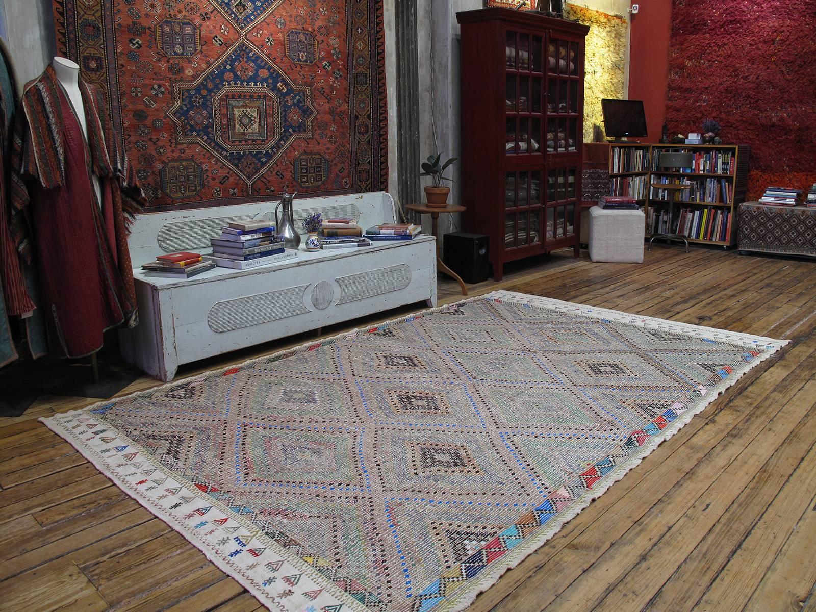 A tribal flat-weave from Western Turkey, woven in the intricate 