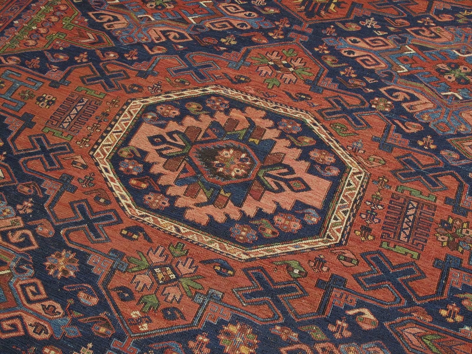 Fantastic Antique Caucasian Sumak Carpet In Good Condition For Sale In New York, NY