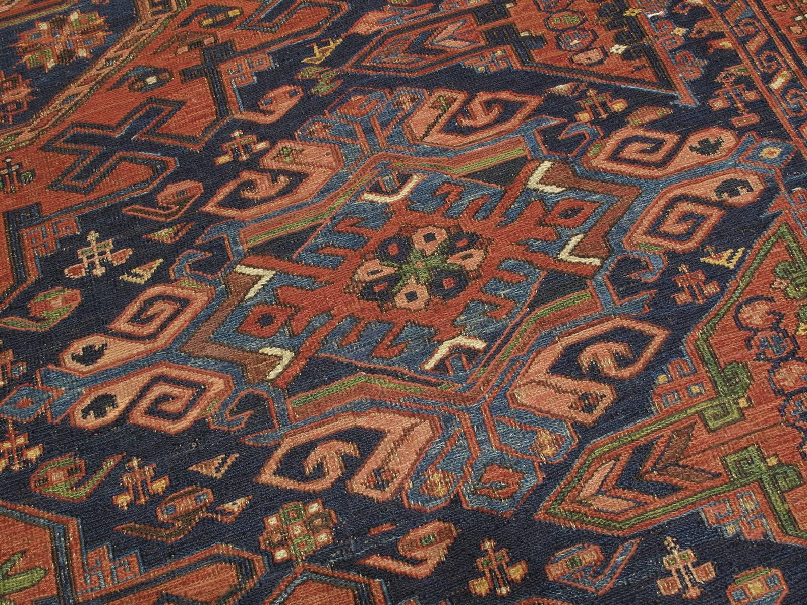 Wool Fantastic Antique Caucasian Sumak Carpet For Sale