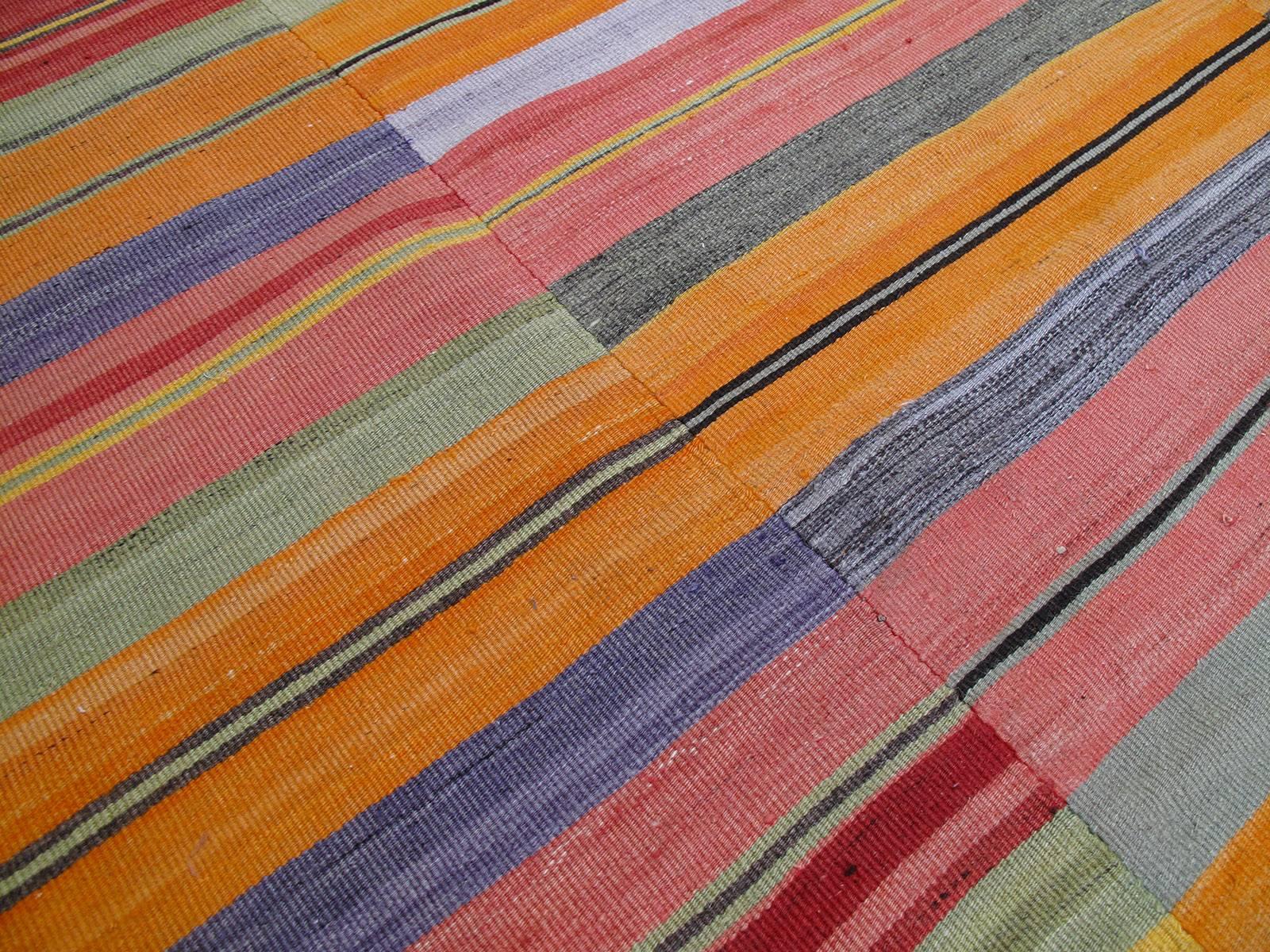 Kilim with Multi-Colored Bands In Good Condition In New York, NY