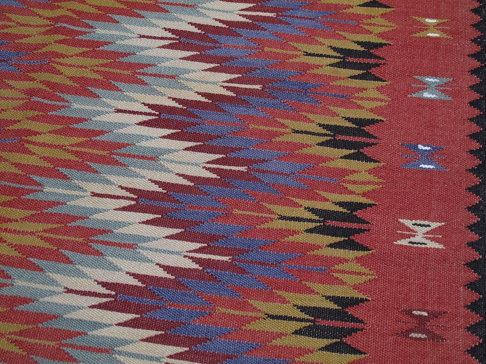 20th Century Zigzag Balkan Kilim