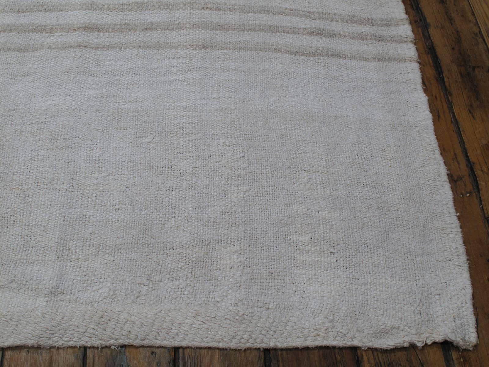 Large Jute Kilim with Subtle Stripes 2