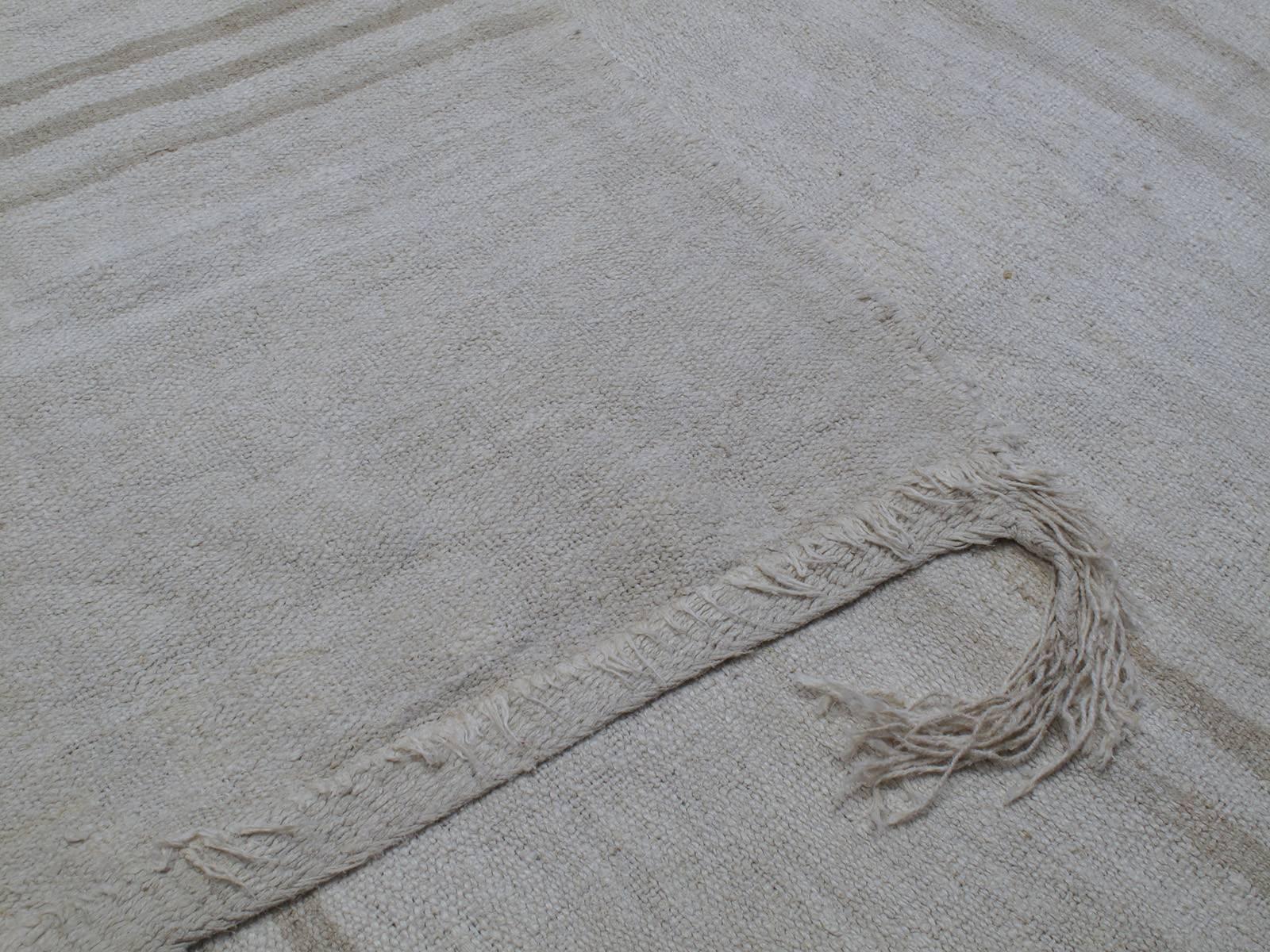 Large Jute Kilim with Subtle Stripes 3