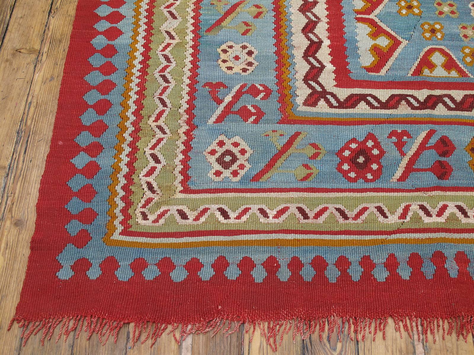 Großer antiker Oushak-Kilim-Teppich (Wolle) im Angebot