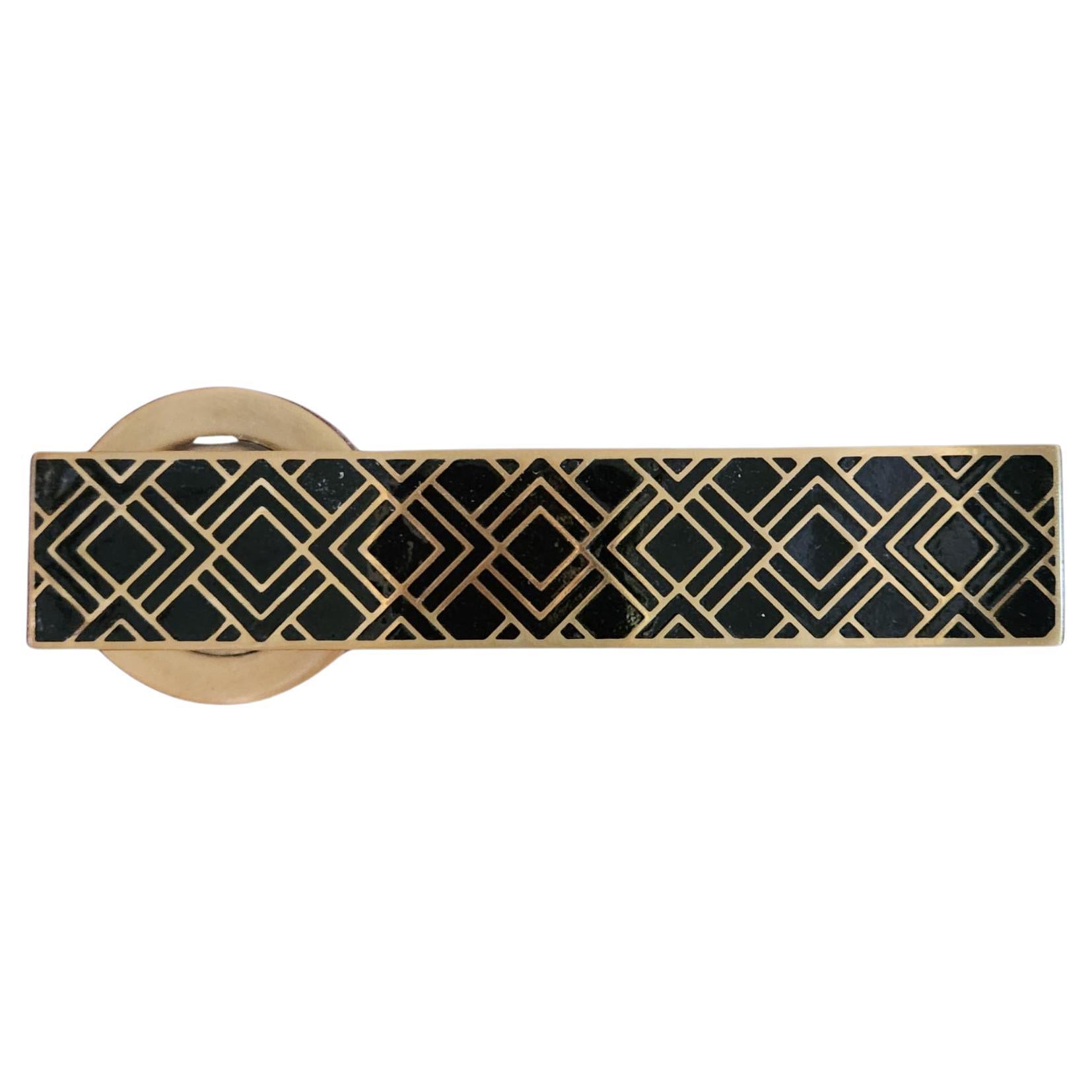 Poignée de porte en laiton massif gravé de la collection Art Déco