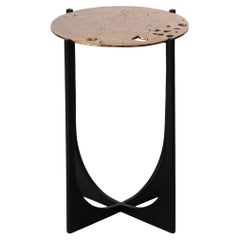 Earth Prints 13 Side Table – Cast brass and black Steel – Ø 35 cm x H 50 cm