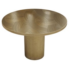Gino 1B Side table – H 50 cm x Ø 45 cm – Hand-engraved brass, aged gold finish