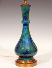 Royal Haeger Blue Chinese Glaze Art Deco Pottery Helmut Bruchman Lamp