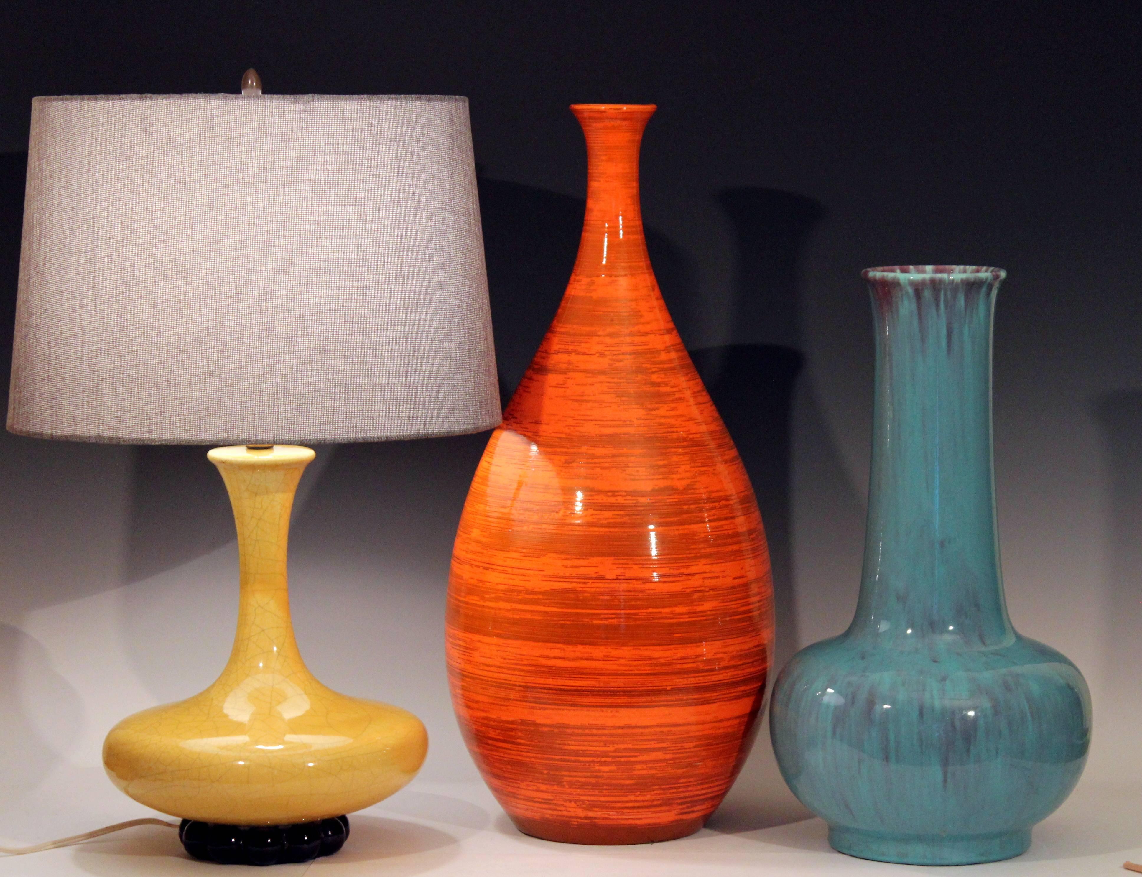 Royal Haeger Hickman Blue Flambe Glaze Art Deco Pottery Vase Lamp Vintage 2