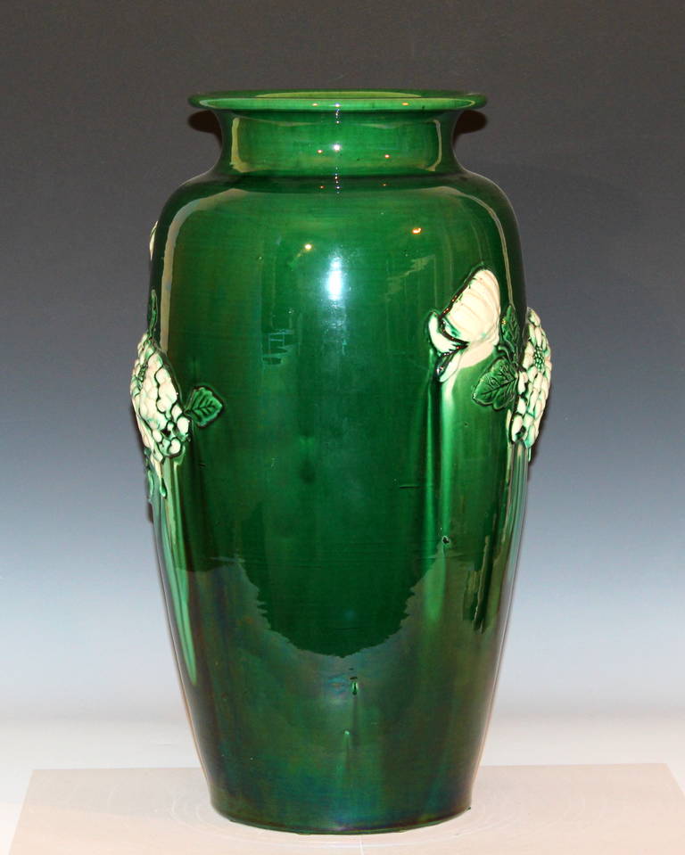 Large Japanese Awaji Pottery Chrysanthemum Vase For Sale at 1stDibs